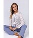 Katoenen doorknoop dames pyjama ‘pastel dashes’