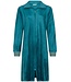 Groene velours dames ochtendjas met rits 'velvet green  stripes'