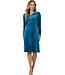 Groene velours dames ochtendjas met rits 'velvet green  stripes'