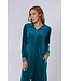 Groene velours dames ochtendjas met rits 'velvet green  stripes'