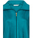 Groene velours dames ochtendjas met rits 'velvet green  stripes'