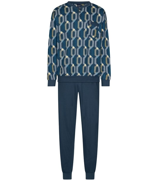 Katoenen heren pyjamaset met lange mouwen en knopen 'link it up'