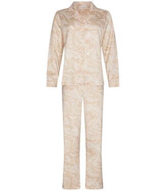 Pastunette Premium Doorknoop dames pyjama van katoen-polyester-satijn 'tranquil watercolour art'