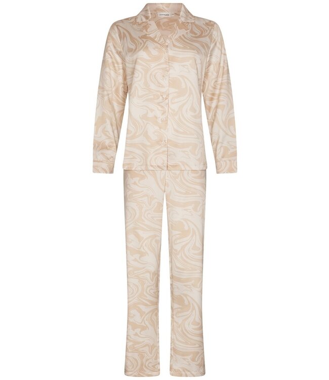 Doorknoop dames pyjama van katoen-polyester-satijn 'tranquil watercolour art'