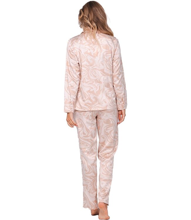 ladies long sleeve full button cotton satin mix 'tranquil watercolour art'