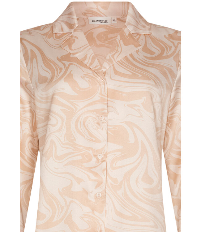 ladies long sleeve full button cotton satin mix 'tranquil watercolour art'