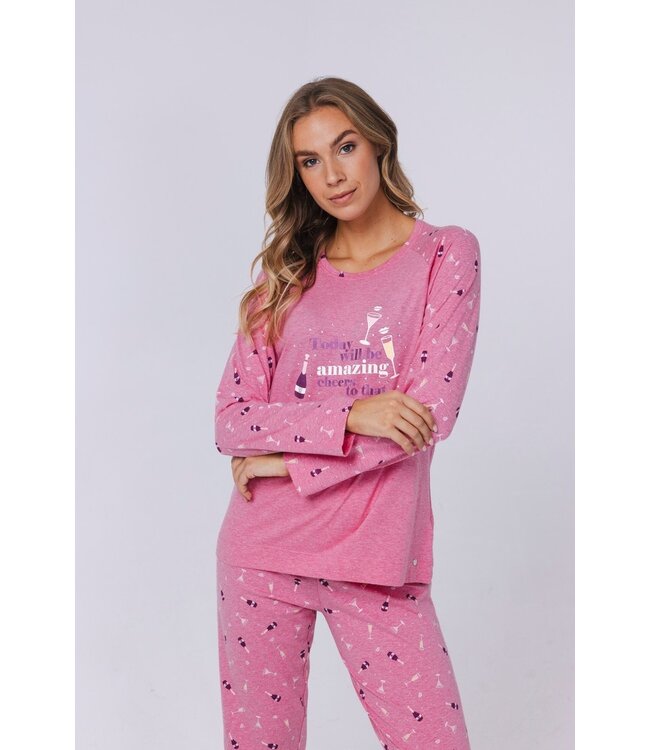 long sleeve cotton mix pyjama set 'fun o'clock'