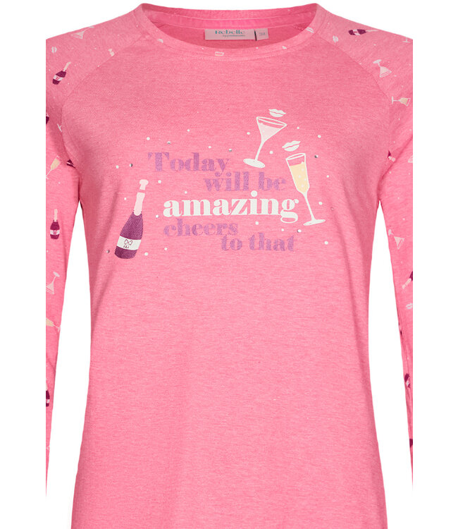 Pyjamaset met lange mouwen van katoen-polyester-mix 'fun o'clock'