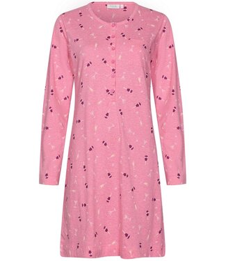 Rebelle long sleeve cotton mix nightdress with buttons 'fun o'clock'