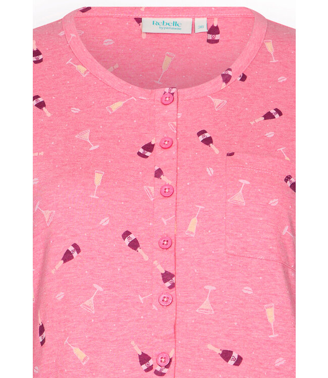 long sleeve cotton mix nightdress with buttons 'fun o'clock'