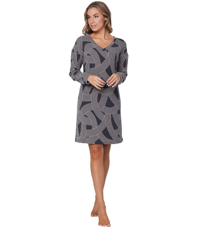 ladies wide v-neck luxury home -nightdress 'abstract art'