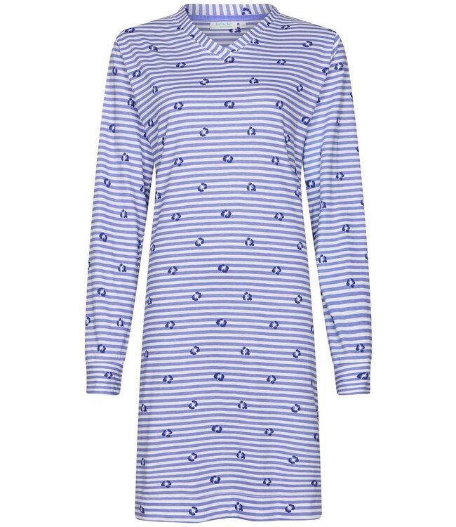ladies v-neck organic cotton nightdress 'stripey flower'