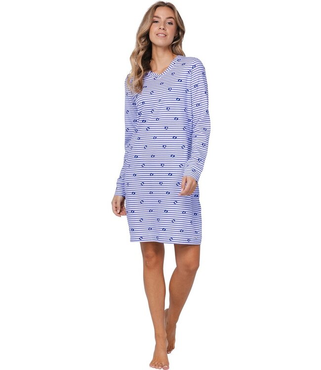ladies v-neck organic cotton nightdress 'stripey flower'