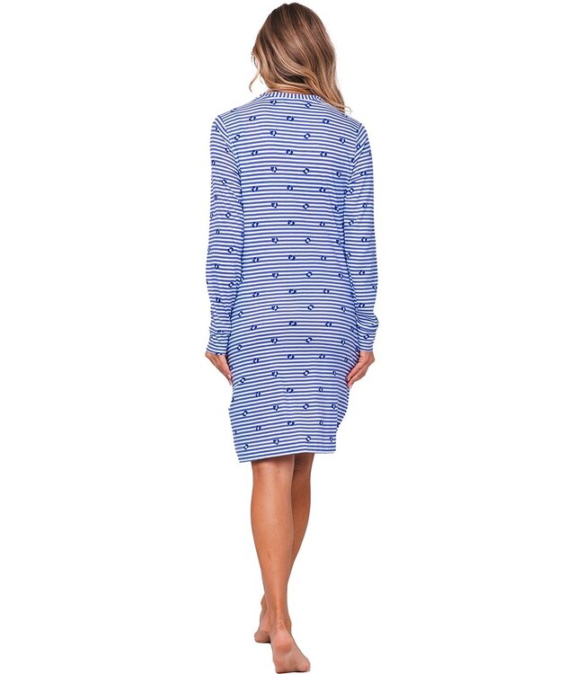 ladies v-neck organic cotton nightdress 'stripey flower'