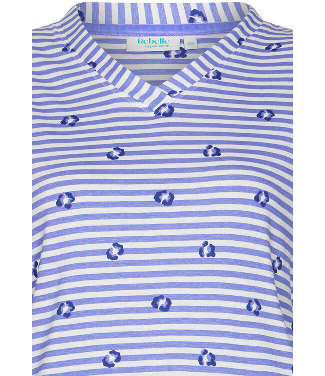 ladies v-neck organic cotton nightdress 'stripey flower'