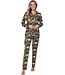 Dames pyjama met lange mouwen en knoopjes van katoen-modal 'forest flowers'