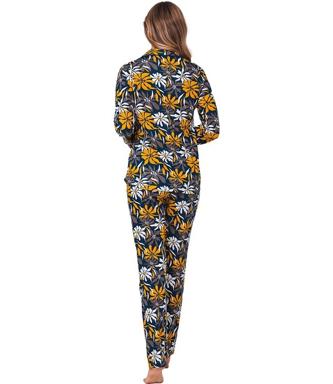ladies full button cotton-modal long sleeved pyjama 'forest flowers'