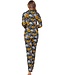 Dames pyjama met lange mouwen en knoopjes van katoen-modal 'forest flowers'