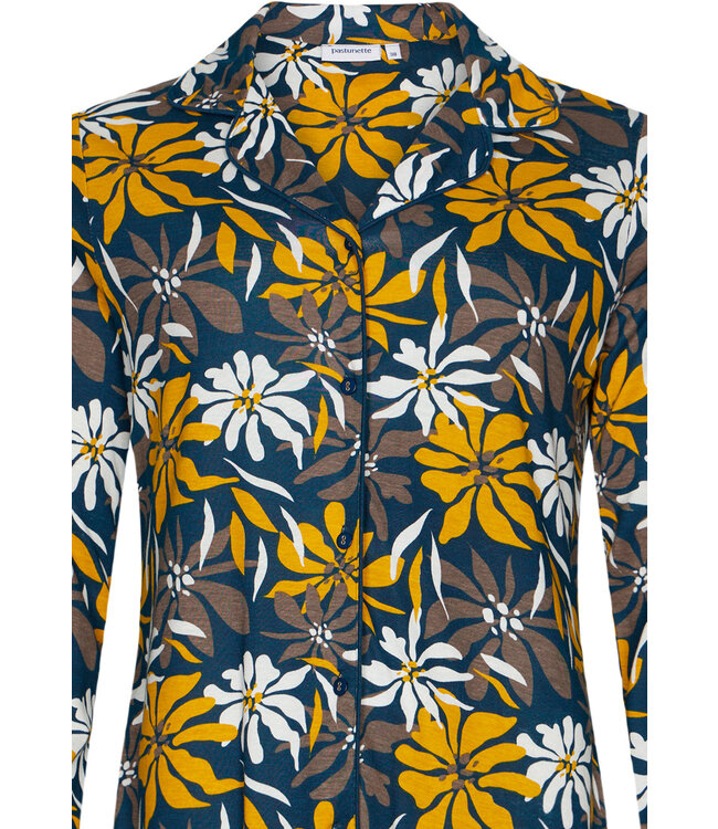 ladies full button cotton-modal long sleeved pyjama 'forest flowers'