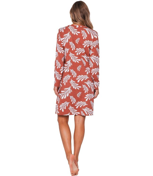 ladies brown cotton-mix nightdress 'lovely leafs'