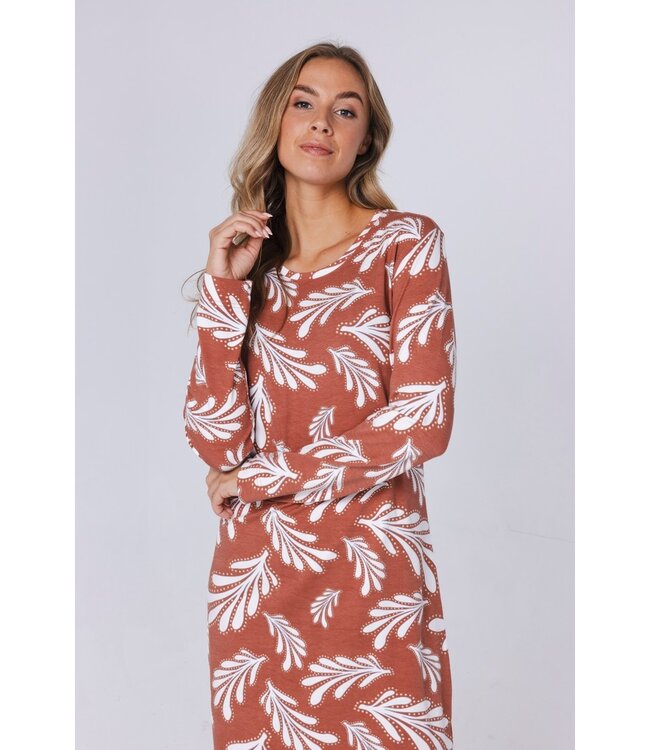 ladies brown cotton-mix nightdress 'lovely leafs'