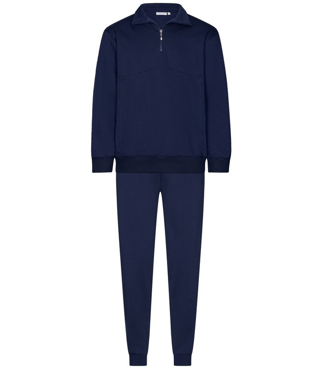 men's french terry home-lounge suit with collar zip 'relax modern'
