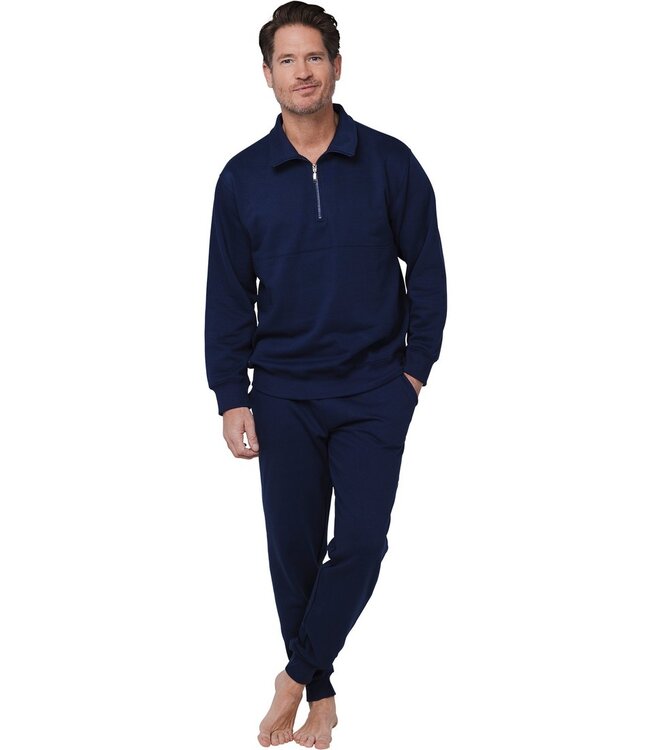 men's french terry home-lounge suit with collar zip 'relax modern'