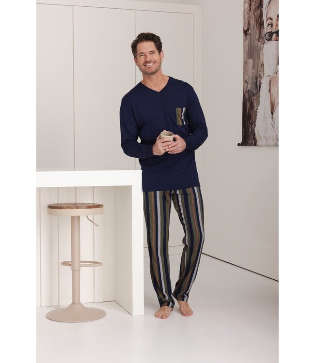 men's cotton-modal pyjama set 'modern stripes'