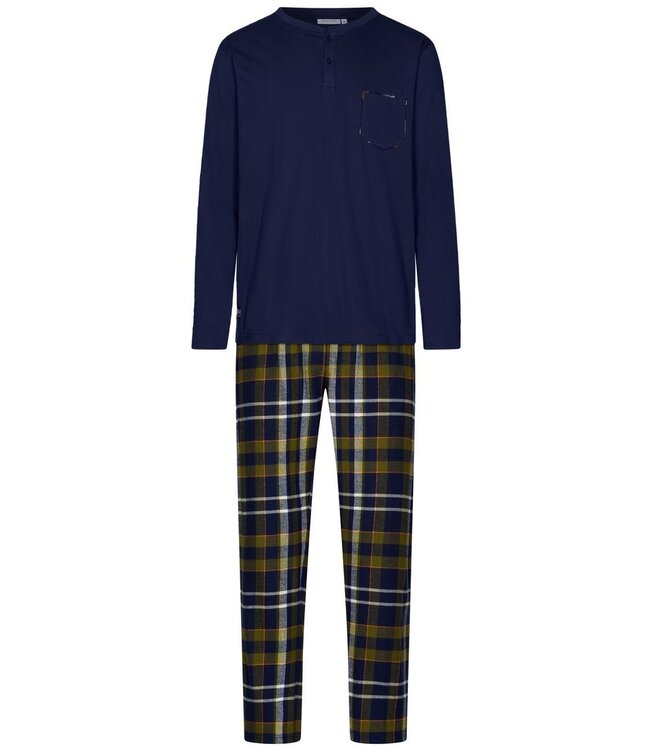 Heren pyjamaset met lange mouwen en knopen 'modern checks'