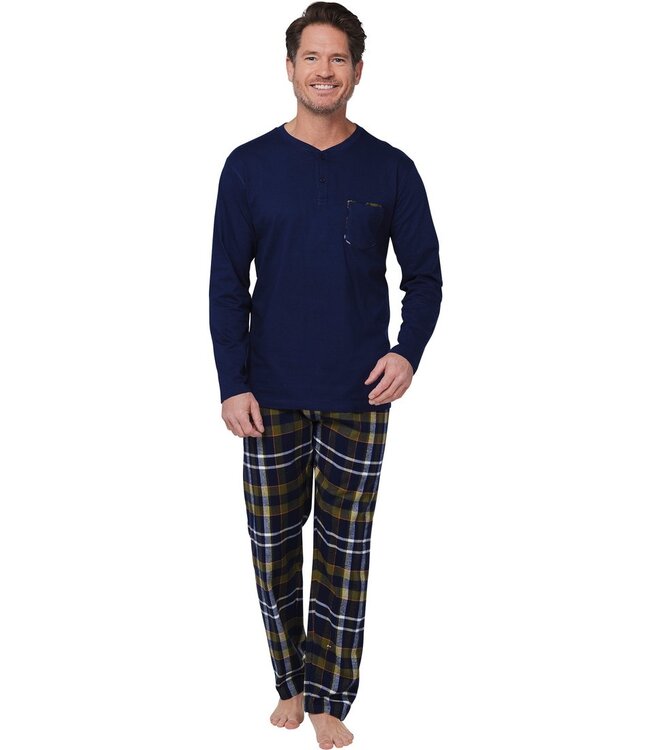 men's long sleeve pyjama set with buttons 'modern checks'