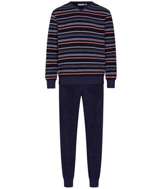Pastunette for Men Lounge-pyjama voor heren van badstof katoen met V-hals 'cool stripes'