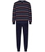 Lounge-pyjama voor heren van badstof katoen met V-hals 'cool stripes'