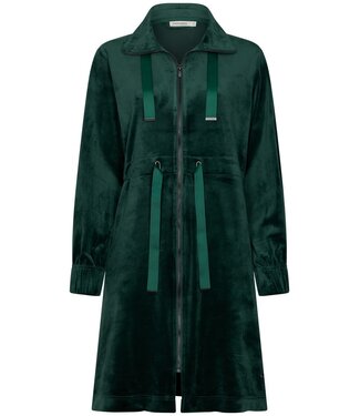 Pastunette Premium Luxe groene velours dames ochtendjas met rits 'chic green beauty'