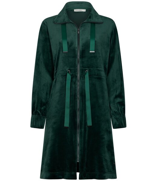 Pastunette Premium ladies luxury green velvet morninggown with zip 'chic green beauty'