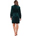 Luxe groene velours dames ochtendjas met rits 'chic green beauty'