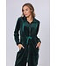 Luxe groene velours dames ochtendjas met rits 'chic green beauty'