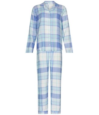 Rebelle Doorknoop pyjama met lange mouwen van katoen-flanel 'cool blue checks'