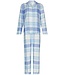 Doorknoop pyjama met lange mouwen van katoen-flanel 'cool blue checks'