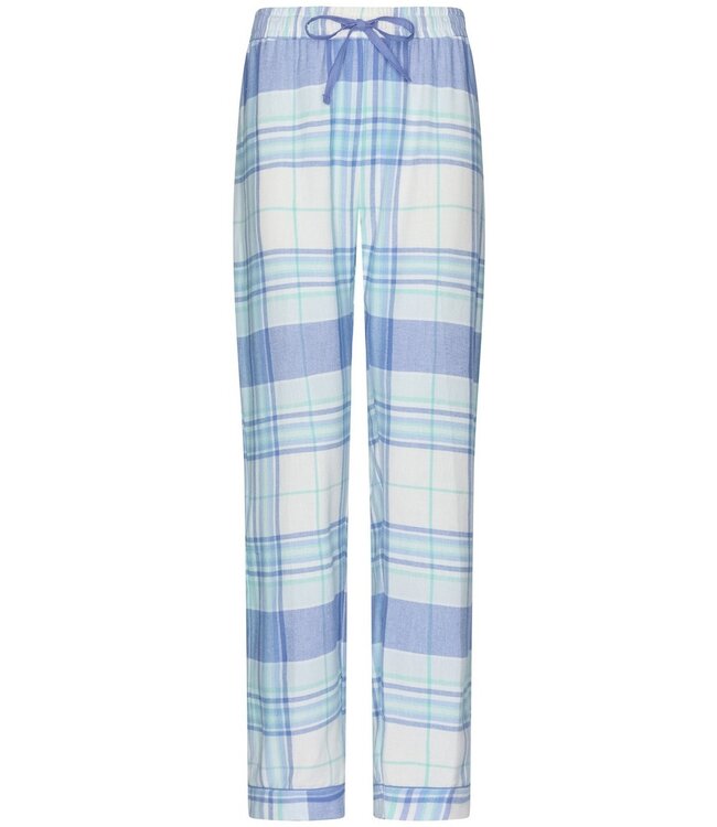 long sleeve full button cotton flannel pyjama 'cool blue checks