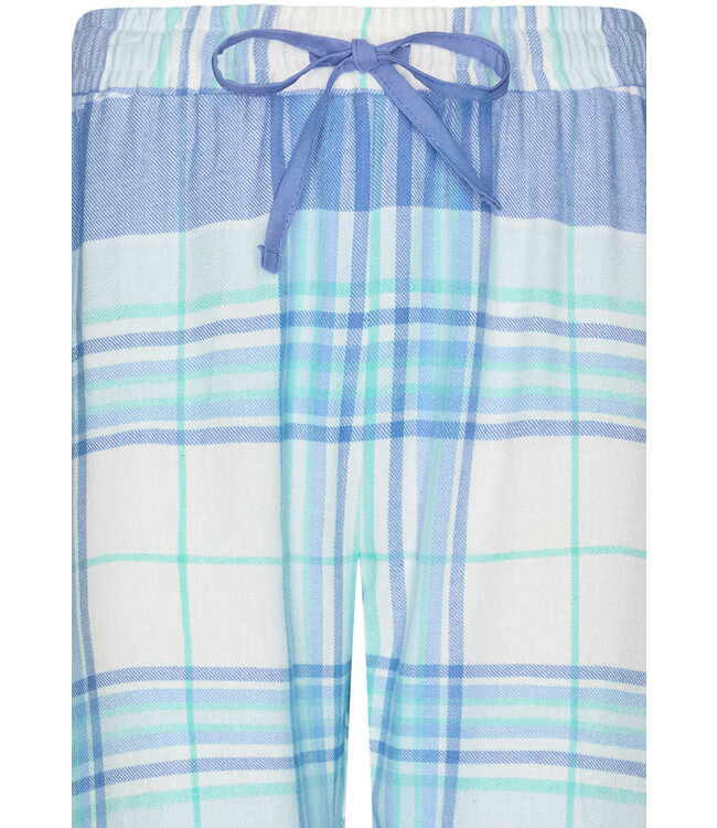 long sleeve full button cotton flannel pyjama 'cool blue checks