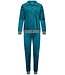 Groene velours lounge- huispak voor dames met rits 'velvet green  stripes'