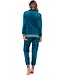 Groene velours lounge- huispak voor dames met rits 'velvet green  stripes'