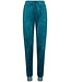 Groene velours lounge- huispak voor dames met rits 'velvet green  stripes'