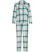 Katoenflanellen doorknoop dames pyjama met lange mouwen 'cool mint checks'