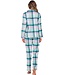 Katoenflanellen doorknoop dames pyjama met lange mouwen 'cool mint checks'
