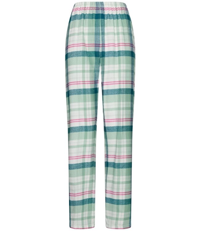 ladies long sleeve, full button, cotton flannel pyjama 'cool mint checks'