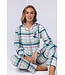 Katoenflanellen doorknoop dames pyjama met lange mouwen 'cool mint checks'