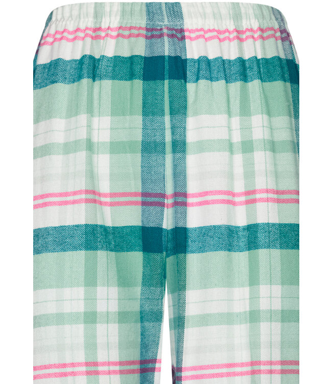 ladies long sleeve, full button, cotton flannel pyjama 'cool mint checks'