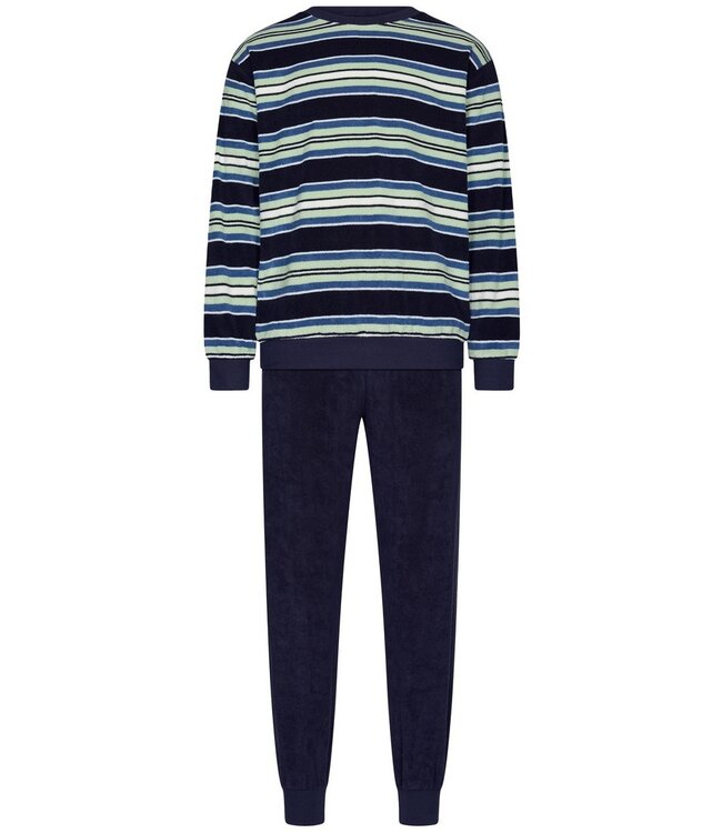 Badstoffen heren lounge-pyjamaset met lange mouwen 'just stripes'