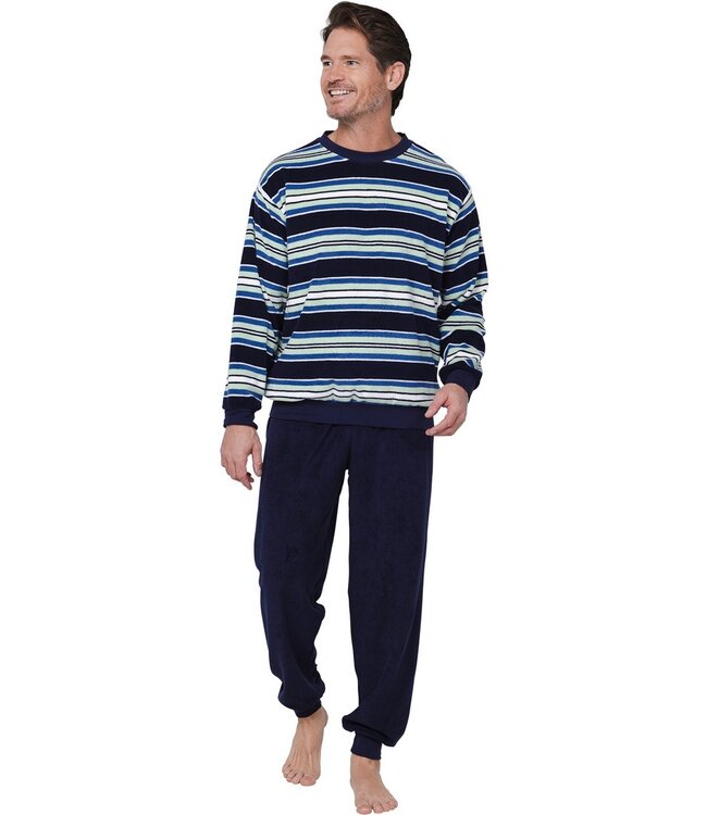 men's long sleeve  terry lounge pyjama set 'just stripes'